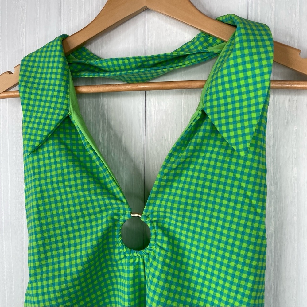 WeWoreWhat Collar Racerback One-Piece in Neon Green - Picture 4 of 9